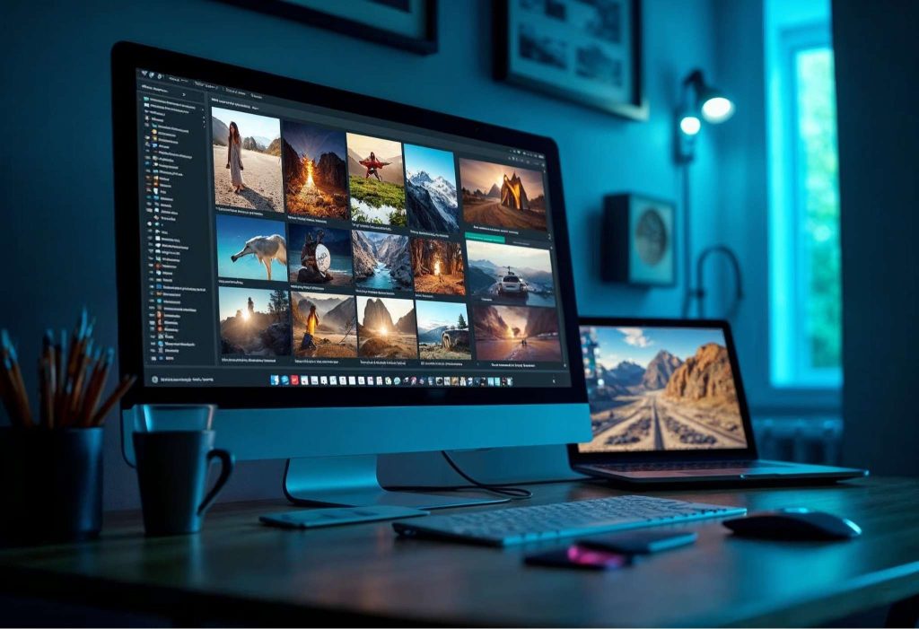 WordPress kontrol panelinde NextGEN, Envira, FooGallery ve Modula gibi galeri eklentileri açık, farklı fotoğraf ve video galerileri grid ve slider formatında görüntüleniyor. Görsel, web sitesi tasarımı, galeri özelleştirme ve kullanıcı dostu içerik yönetimini temsil ediyor.