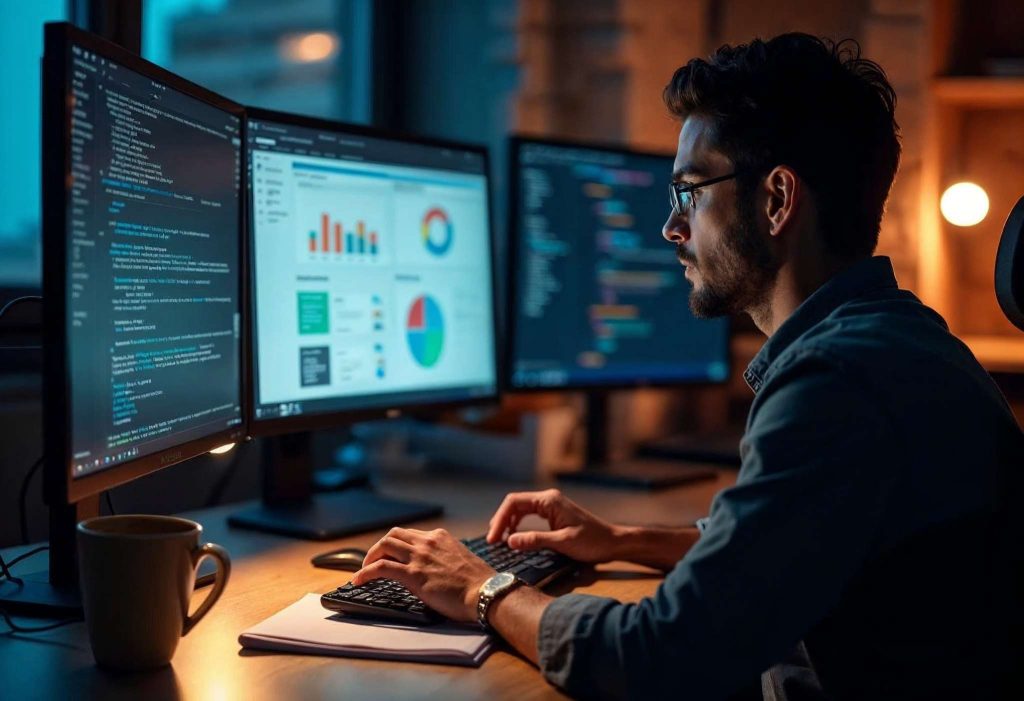 WordPress ve Joomla yönetim panellerini karşılaştıran web tasarımcısı.